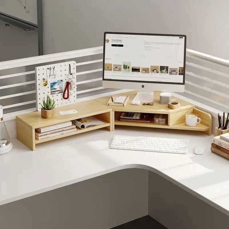 Computer Riser Platform with Hole Board Desktop Storage Shelf Monitor Stand Pad Base Office Desk Organizer Rack Accessories