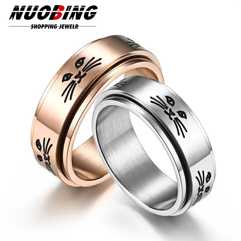 Anello di ansia anelli di Fidget Spinner per donna uomo acciaio inossidabile ruota liberamente accessori antistress per gatti regali di gioielli popolari