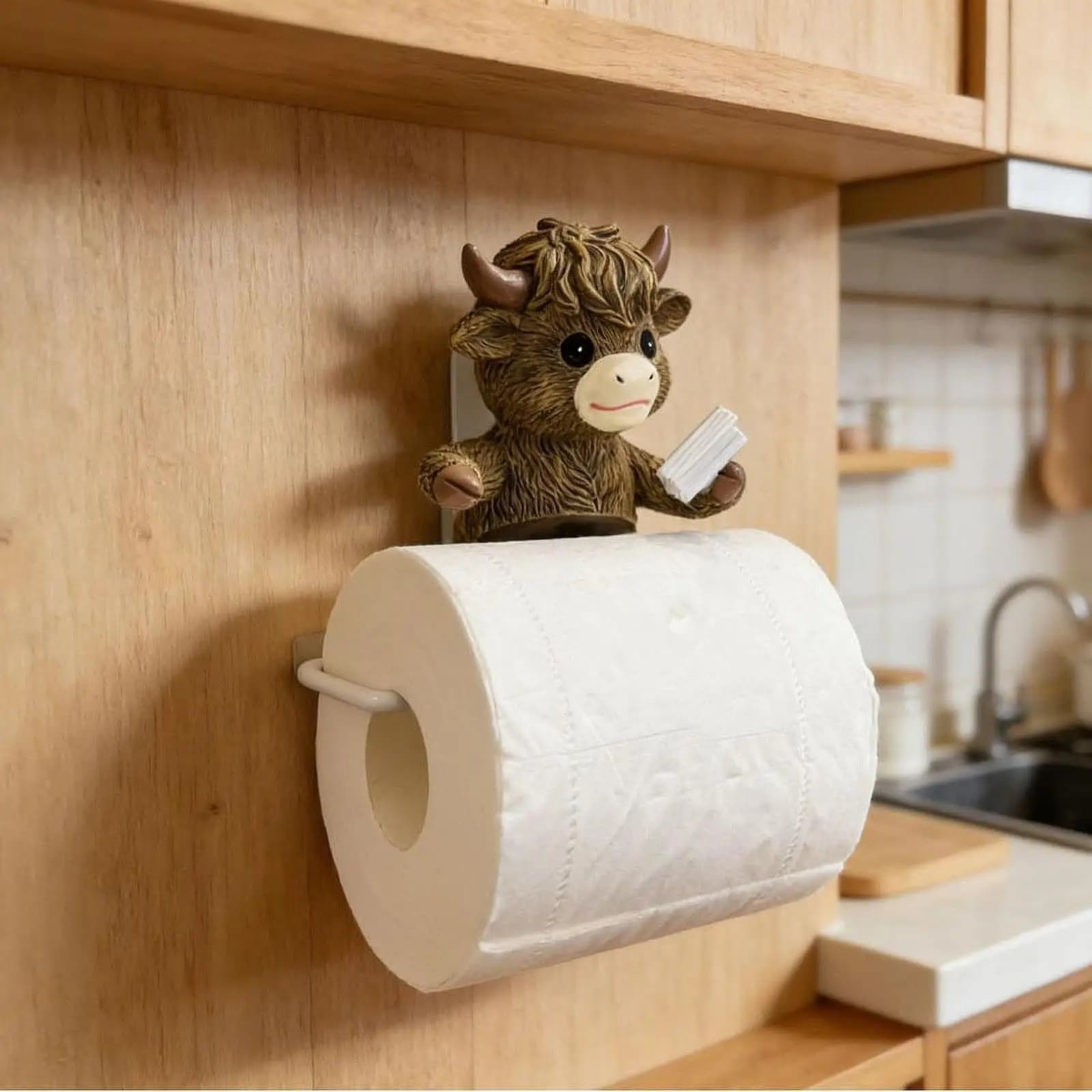 Portarotolo a Forma di Animale in Resina Robusta, Dispenser Creativo per Carta Igienica, Accessorio per Bagno in Stile Fattoria
