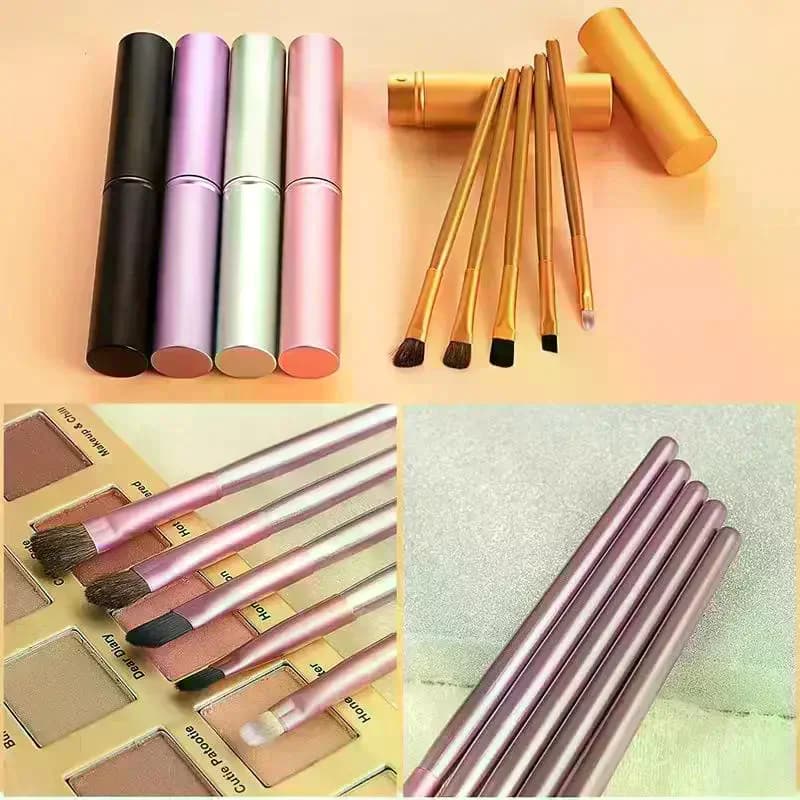 5Pcs Soft Eye Makeup Brush Set Eyeshadow Smudge Eyeliner Brush With Storage Tube
