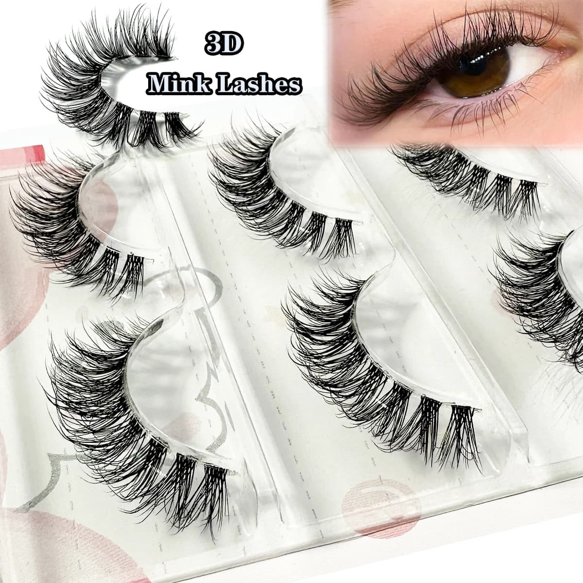 NEW 1/3 pairs mink eyelashes 3D mink invisible band black mink natural lashes full strip cilios postocos reusable