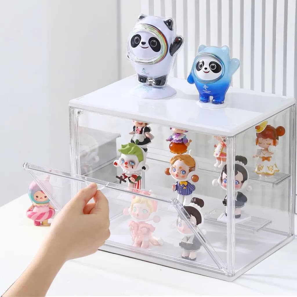 1pc espositore in acrilico a tre strati scaletta trasparente fatta a mano modello di auto anime scatola cieca scatola di immagazzinaggio scatola di smistamento gioielli