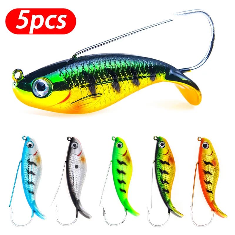 5Pcs Sinking Fishing Lure Available Wobbler Artificial Hard Bait Single Hook Laser Body Carp