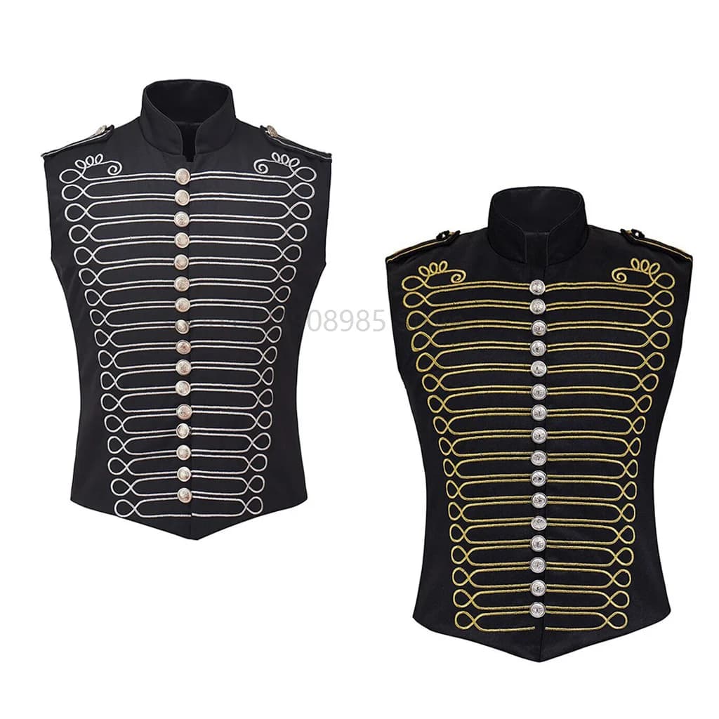 Giacca da rock band cosplay da uomo, batterista militare punk, gilet da parata senza maniche, costume da romanzo per marcia