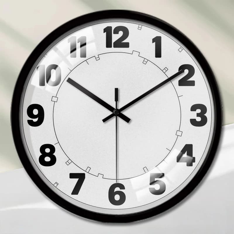 Round silent wall clock with double edge, suitable for living room, school, study, bedroom, children's gifts.