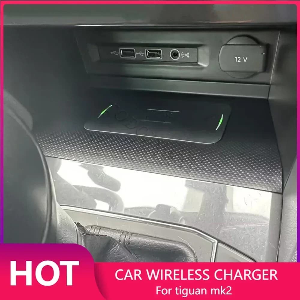 Wireless Car Charger for Volkswagen Tiguan MK2 Allspace Tharu 2017-2021 Fast charging phone support for charging pad accessories