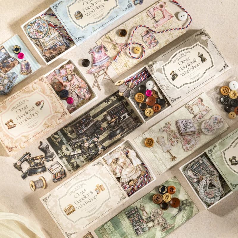 Journal GO 30pcs Vintage Scrapbooking Stickers Sewing Kit Creative DIY Journal Collage Material Journaling Supplies Stationery