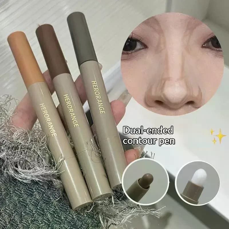Stick Illuminante e Bronzer a Lunga Durata con Pennello, Correttore Illuminante, Ombretto per Naso e Contouring