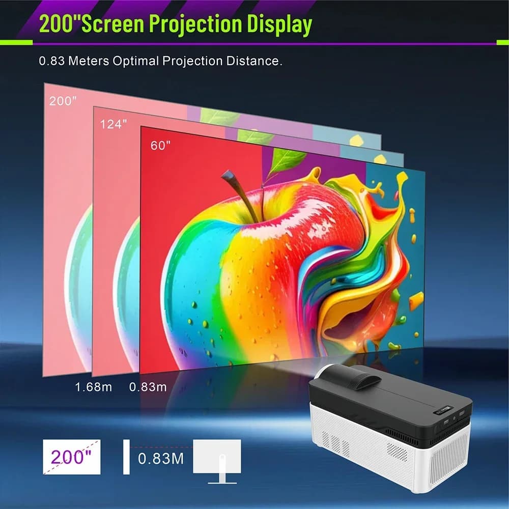 Proiettore a Tiro Corto 8K 2026, Video 1080p, Mini 4K Smart LCD ad Alta Risoluzione, Android 11 Hy450 per Film e Casa