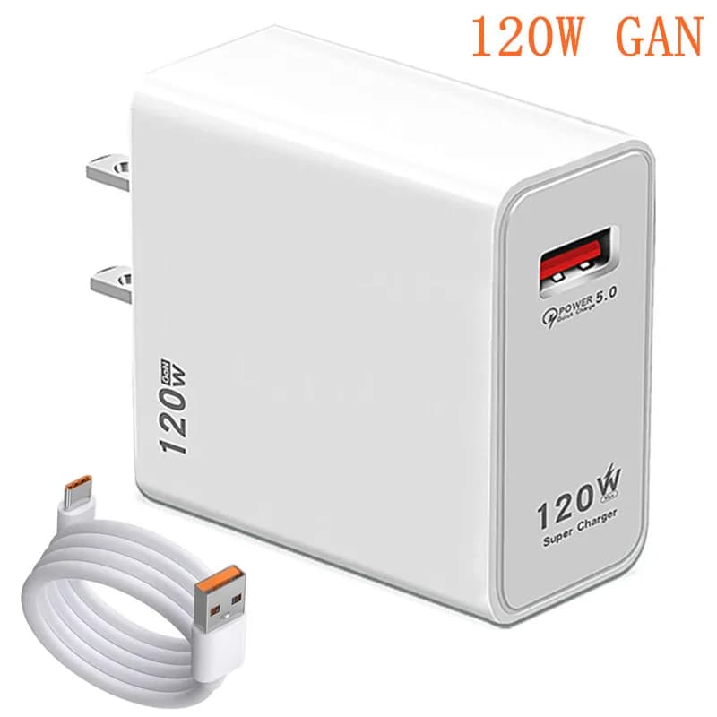 120W Gan Caricatore rapido USB Tipo C Adattatore di alimentazione per ricarica rapida per telefono 5.0 per iPhone iPad Xiaomi Samsung Huawei Realme Oppo Oneplus