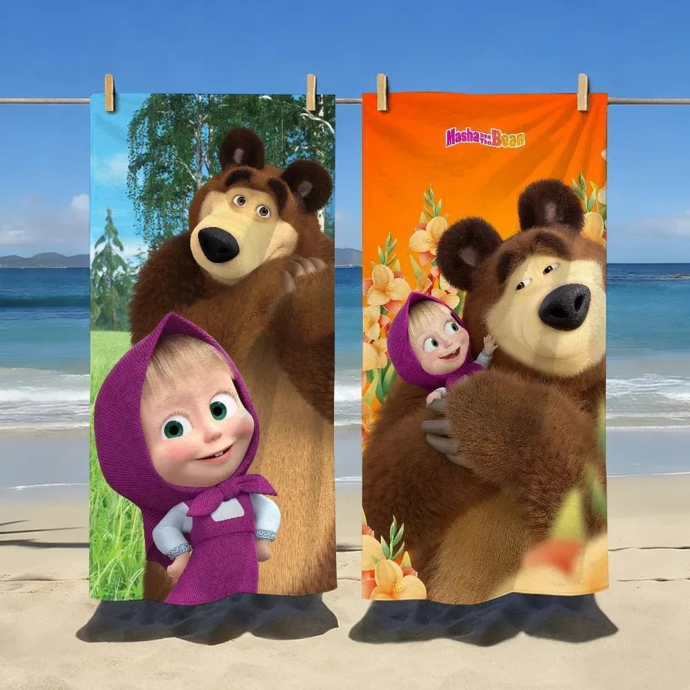 Cartoon M-Masha n the B-Bear-S Soft Pool Travel Fitness Shower Cool Camping Quick Classic Drying Sports Beach Towel Gift