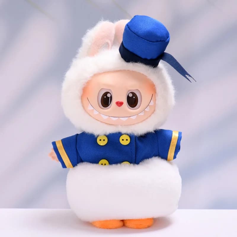 Vestiti per bambole Labubu Anatra Marinaio Set 15/17 cm Vestiti per bambole in peluche Sostituzione Labubu I II Idol Dolls Seduti Accessori per feste