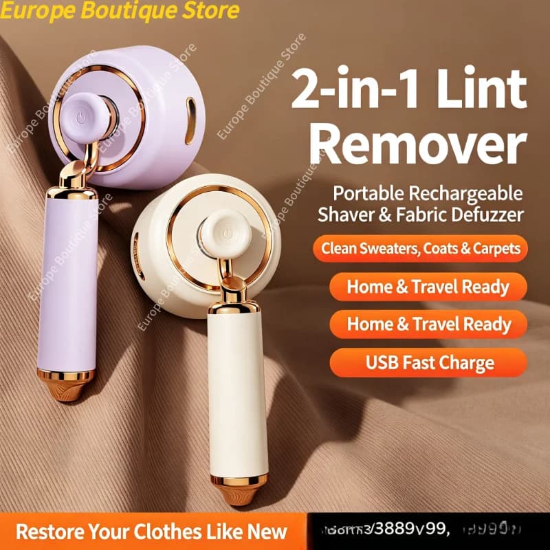 2‑In‑1 Rechargeable Fabric Shaver Large Cutting Head Portable Fuzz Remover Clothes Pill Trimmer