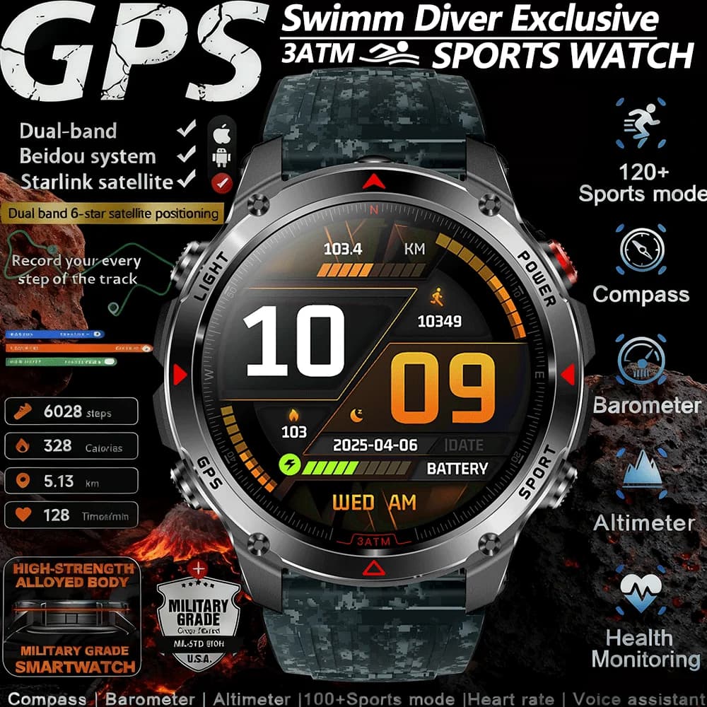 Smartwatch T-Rex3 Ultra 2026 per Uomo Adulto, Batteria Super Capacitiva da 1100mAh, Ampio Schermo da 1.7'', Impermeabile 5ATM, Orologio Sportivo con Funzione Chiamata