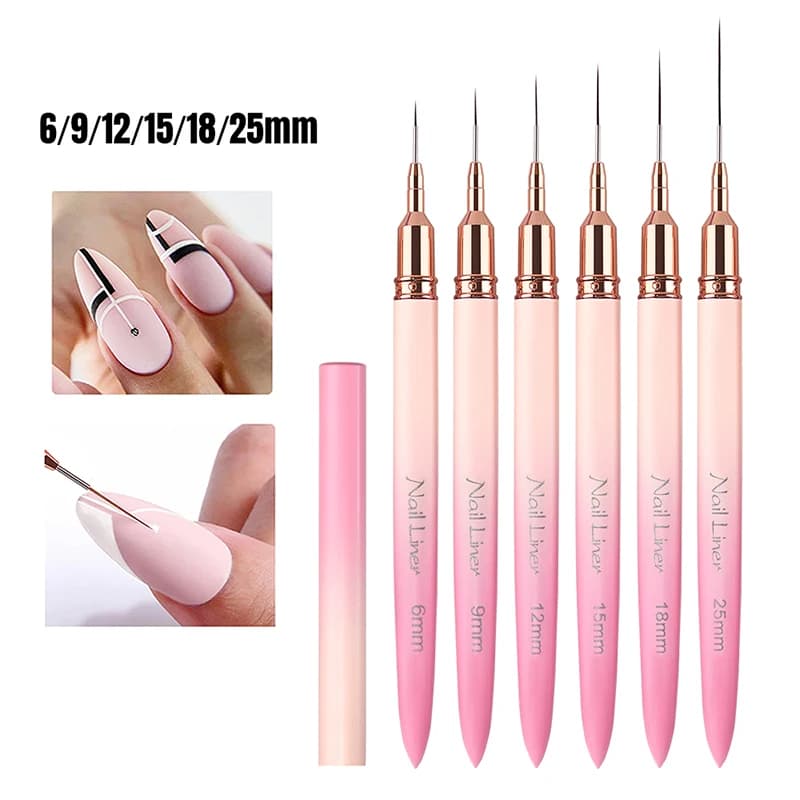 Sweet-Z 6 pezzi Pennello per unghie Liner Pennello per unghie linea sottile Pennelli per strisce artistiche Dettaglio Penna per pittura Pennelli per unghie in gel Strumenti per manicure
