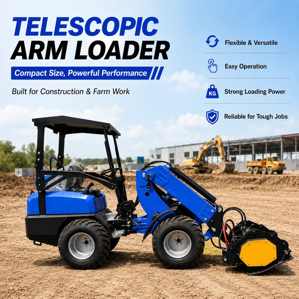 Custom CE Euro 5 Compact Telescopic Loader for Farm Feeding Landscaping and Warehouse Material Handling