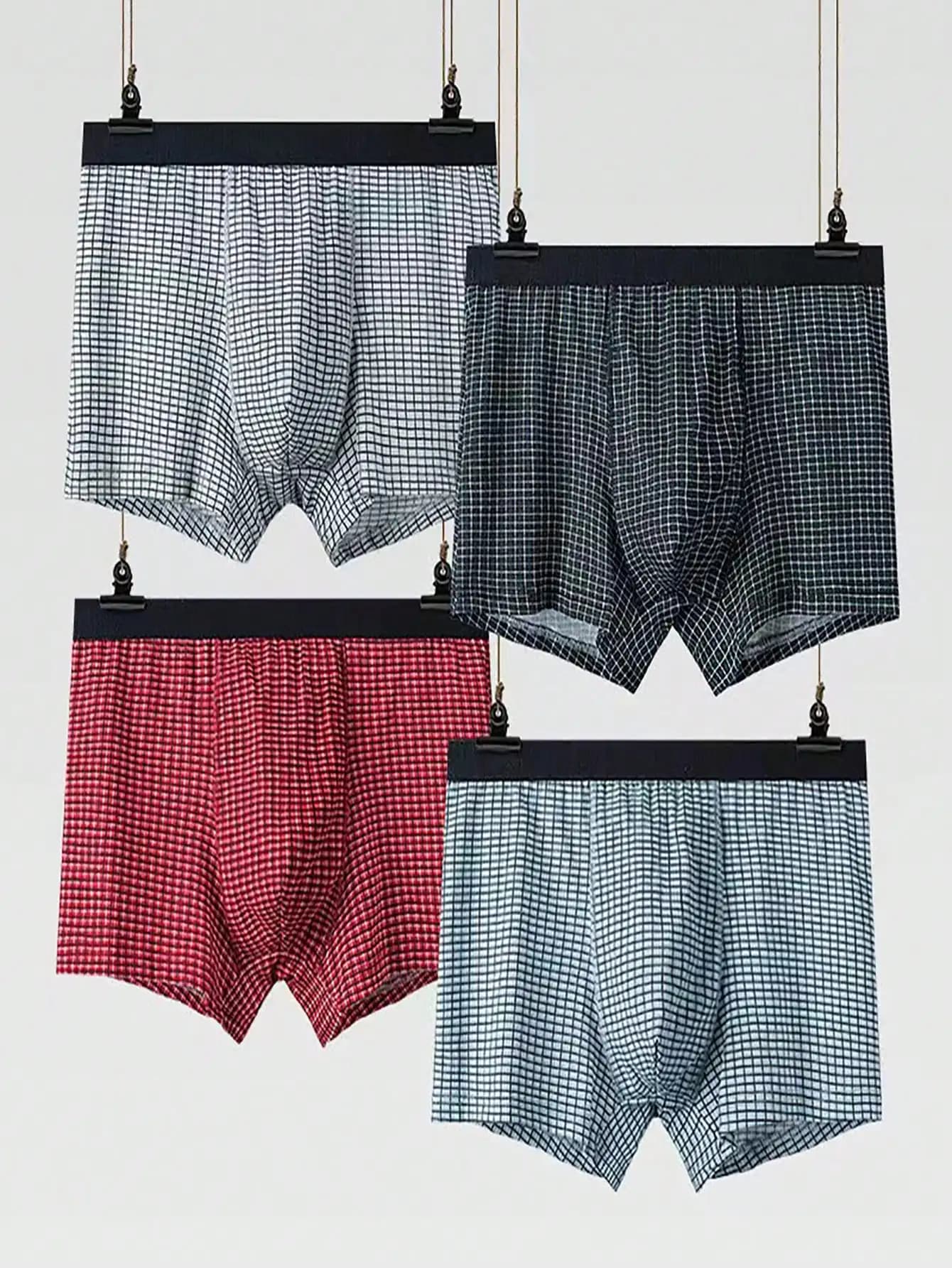 4 pezzi di biancheria intima da uomo moda boxer sportivi sexy a vita media senza cuciture biancheria intima allentata boxer da uomo