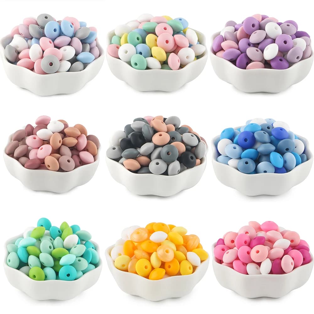 Sunrony 50/100 pz 12mm Abaco Perline lenticchie di silicone Per La Produzione di Gioielli Perline di Lenticchie Collana FAI DA TE Bracciali Accessori