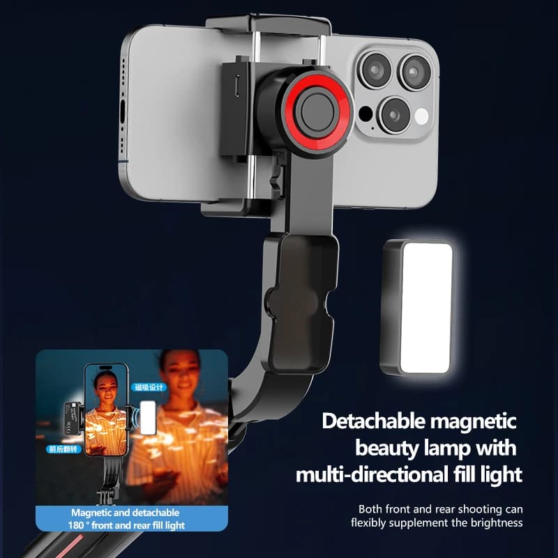 Magnetic selfie light, outdoor sports tripod, portable gimbal stabilizer for live streaming, shooting and video recording