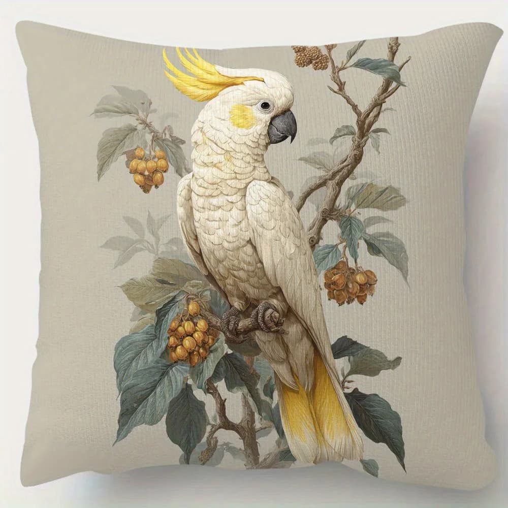 1 federa per cuscino Sulphur Crested Cockatoo - Stampa vivace su un solo lato, 18x18 pollici, morbido peluche corto, chiusura con cerniera, ideale per la casa