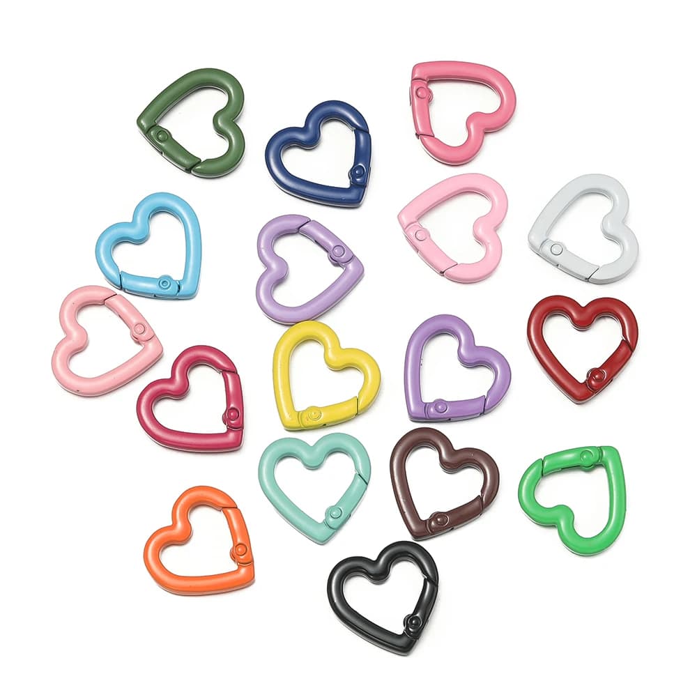 5pcs/lot Heart Spring Clasp Openable Love Shaped Carabiner Keychain Clips Hook Dog Chain DIY Jewelry Buckles Connector