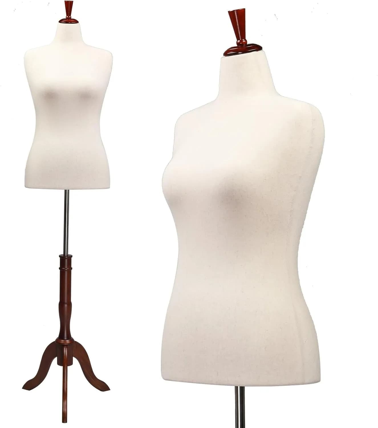 Female Dress Form Adjustable Height Torso Body with Tripod Stand for Display