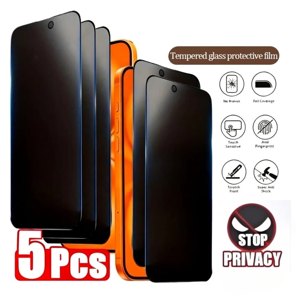 5 pezzi protezione schermo anti-spia per iPhone 17 16 15 14 Pro Max 16e 15 14 Plus Air 13 12 11 Pro XR XS 9H durezza vetro temperato