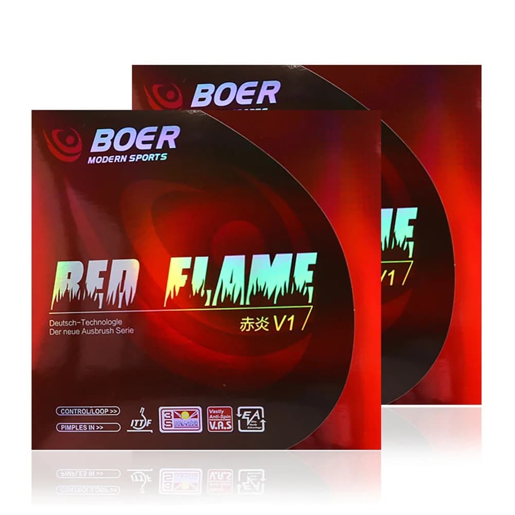 BOER Red Flame V1 ITTF Approved Ping Pong Rubber Fast Attack Control 14 Spin 15 Ping Pong Racket Rubber Sheet High Quality