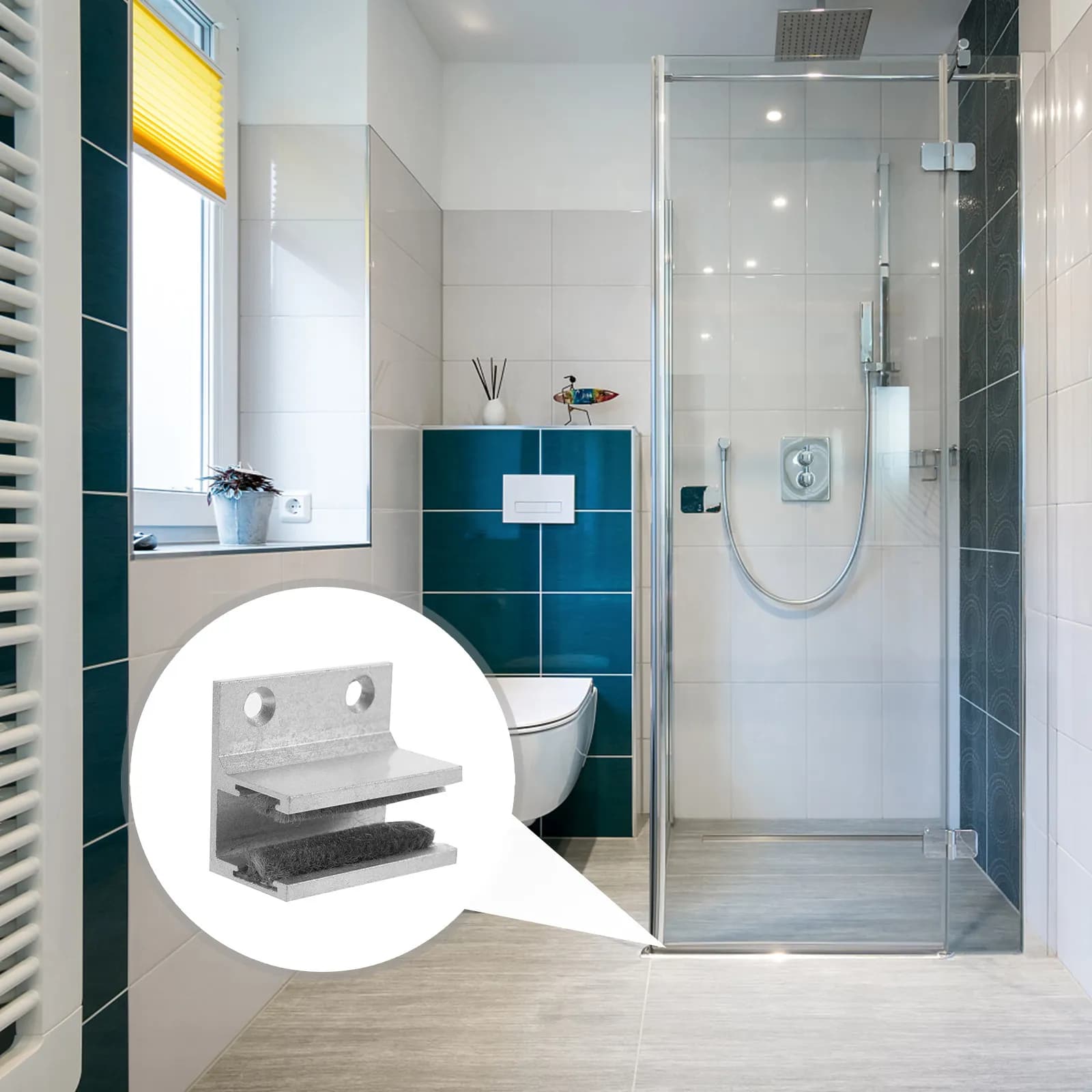 Guida inferiore per porta doccia in lega di alluminio solida, ferma porta scorrevole in vetro, design elegante, resistente, funzionamento fluido