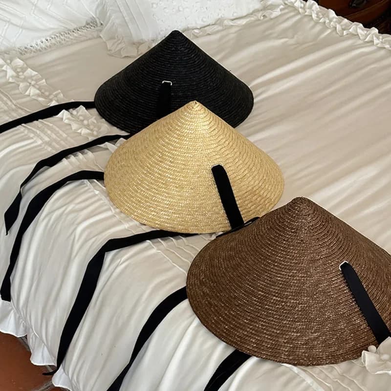 Ins Chic Summer Holiday Sunscreen Fashion Natural Straw Model Lady Bamboo Cap Women Leisure Beach Hat