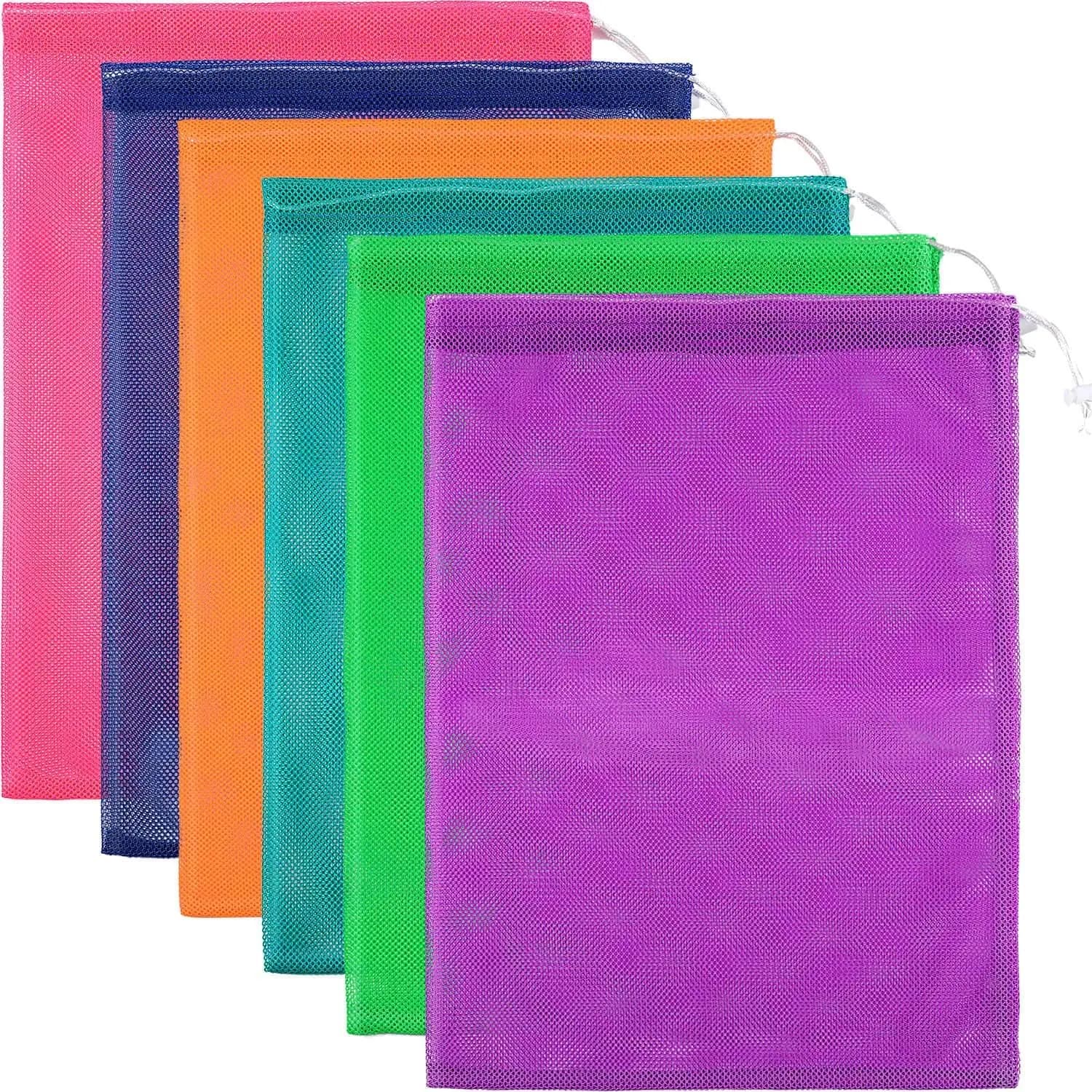 Confezione da 6 sacchetti in rete di nylon con coulisse, 11x15 pollici - Resistenti per lavanderia, palestra, viaggi e spiaggia