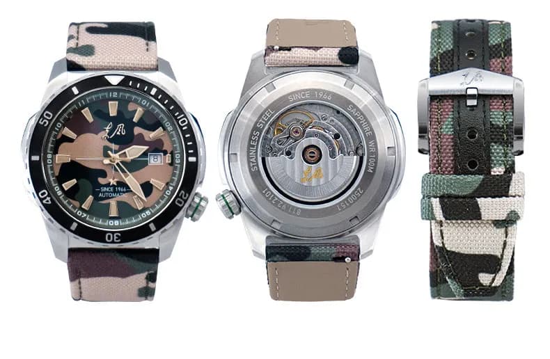 Camouflage Sports Men's Watch Large Dial Stainless Steel Sapphire Crystal Waterproof Mountain Combat 871.92.2101