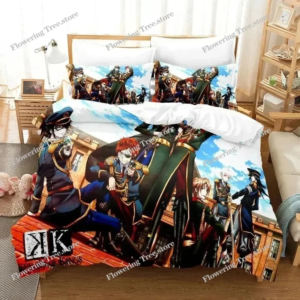 Progetto K Mikoto Suoh No Blood! Senza osso! Nessuna cenere! Set di biancheria da letto a tre pezzi con disegni animati, per adulti e bambini, set copripiumino per camera da letto