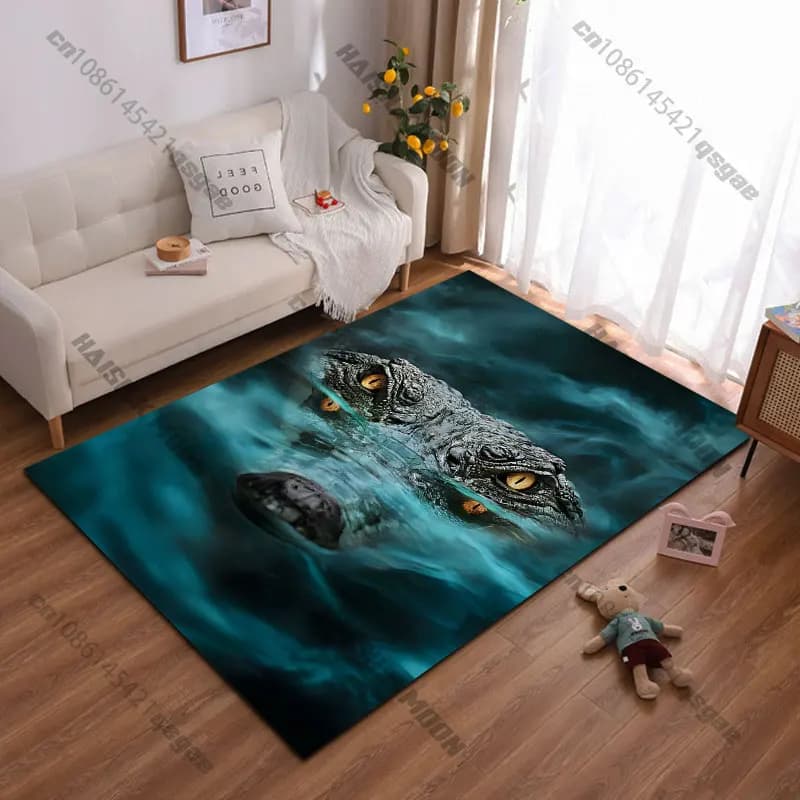 Tappeto a tema coccodrillo in acqua, tappeto da yoga, decorazione per soggiorno, tappeto per gattonare per bambini, zerbino, tappeto decorativo, tappeto da gioco