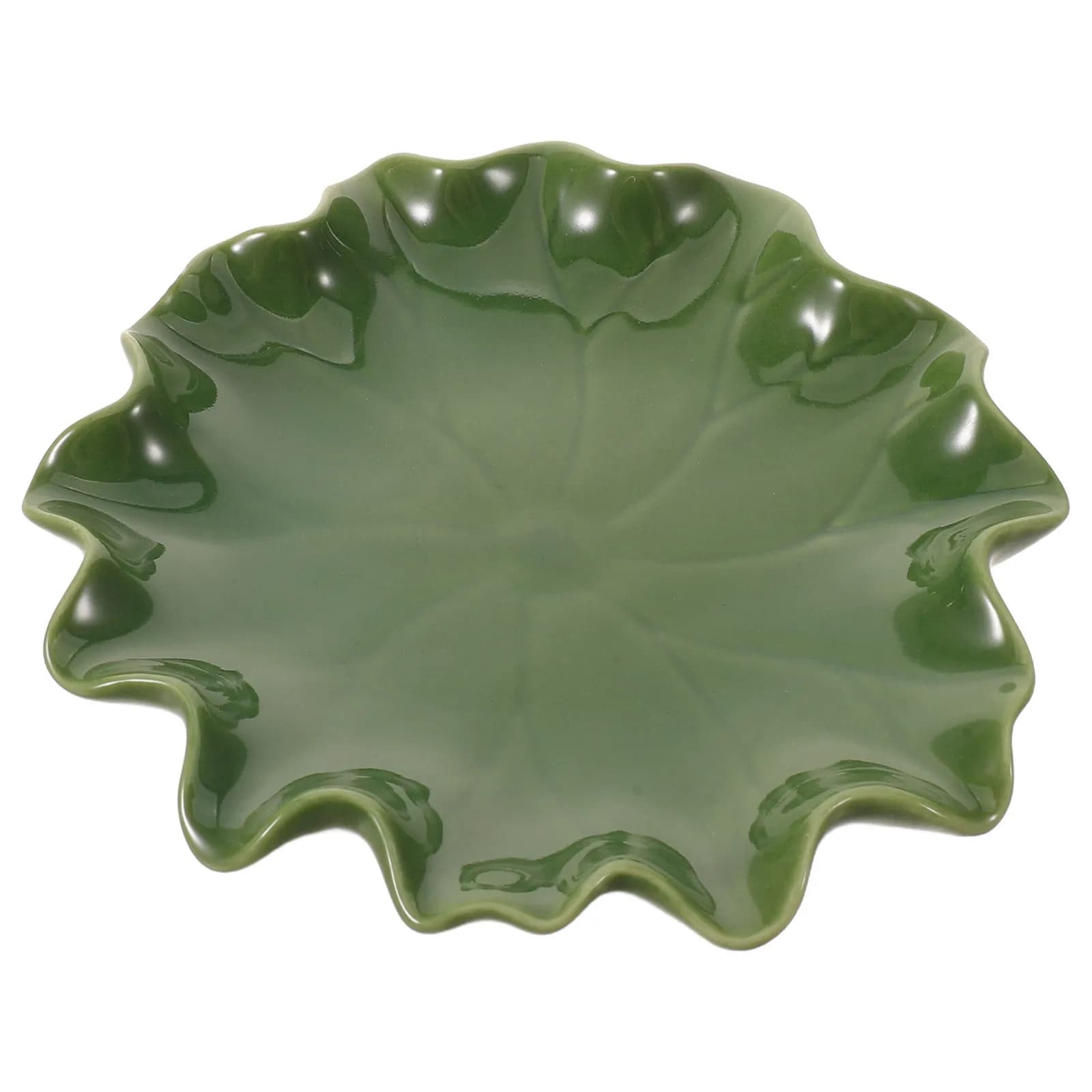 Lotus Leaf Shaped Ceramic Jewelry Dish 4.7 Inch Ring Necklace Holder Small Tray for Jewelry Storage Decorative Home