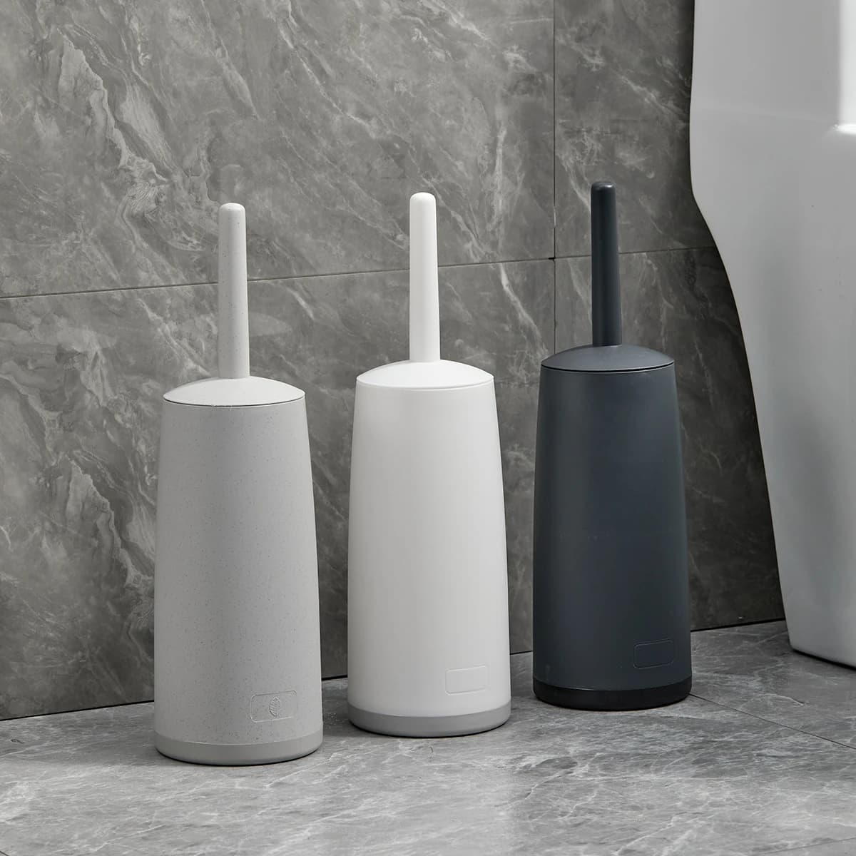 Spazzola per WC con Manico Antispruzzo e Base, Setole Morbide in Plastica, Strumento per la Pulizia del Bagno