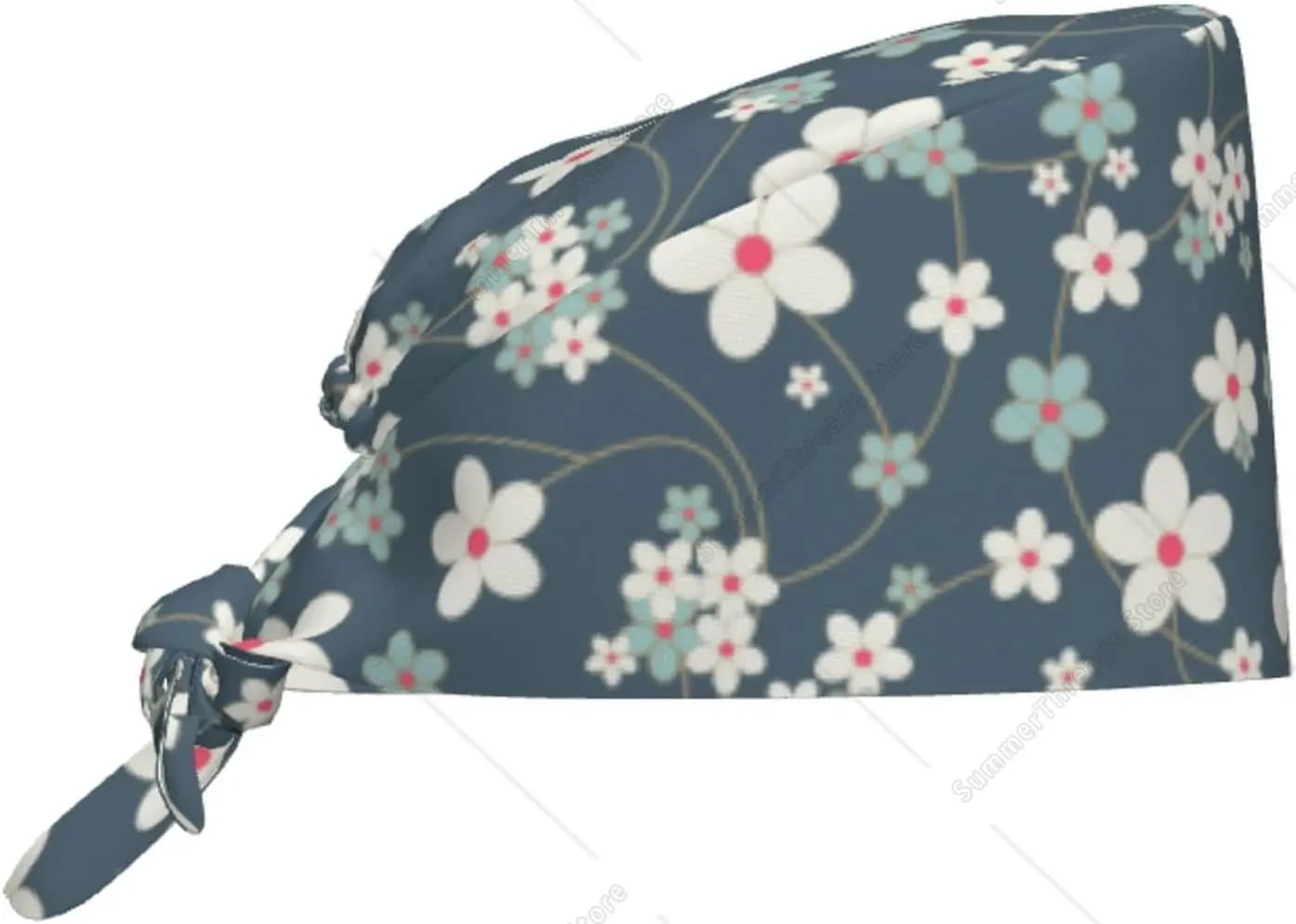 Berretto da lavoro regolabile da donna con fiore blu, berretto da lavoro regolabile, fascia per il sudore