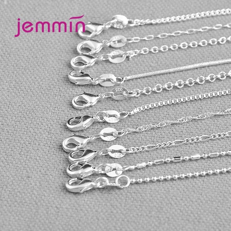 Commercio all'ingrosso 925 catene in argento sterling collana gioielli Rolo serpente onda d'acqua perla Figaro Venezia scatola di perline design 5 pezzi 16-30 pollici