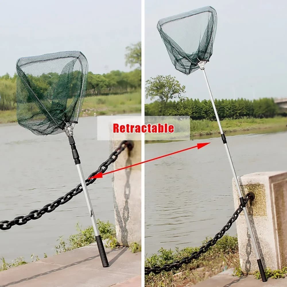 Rete da pesca pieghevole allungabile da 55‑190 cm in lega di alluminio con rete a maglia per la cattura e il rilascio sicuro dei pesci