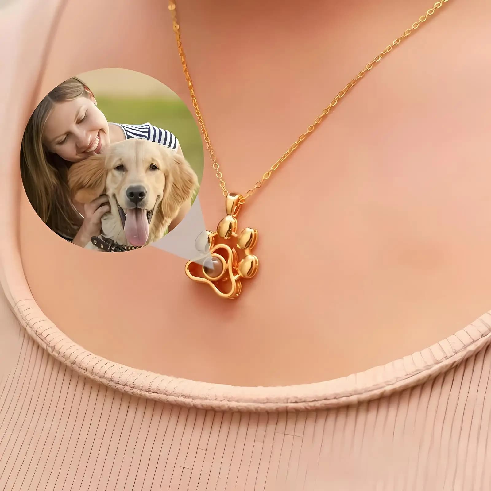 Collana con proiezione di foto personalizzata Ti amo Collana con ciondolo commemorativo con zampa di cane in 100 lingue Collana con zampa di cane con foto personalizzata