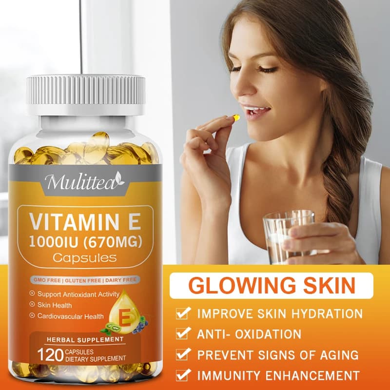 Vitamin E Mulittea capsules help blood birculation And antioxidant And light skin tone vitamin supplement daily beauty health