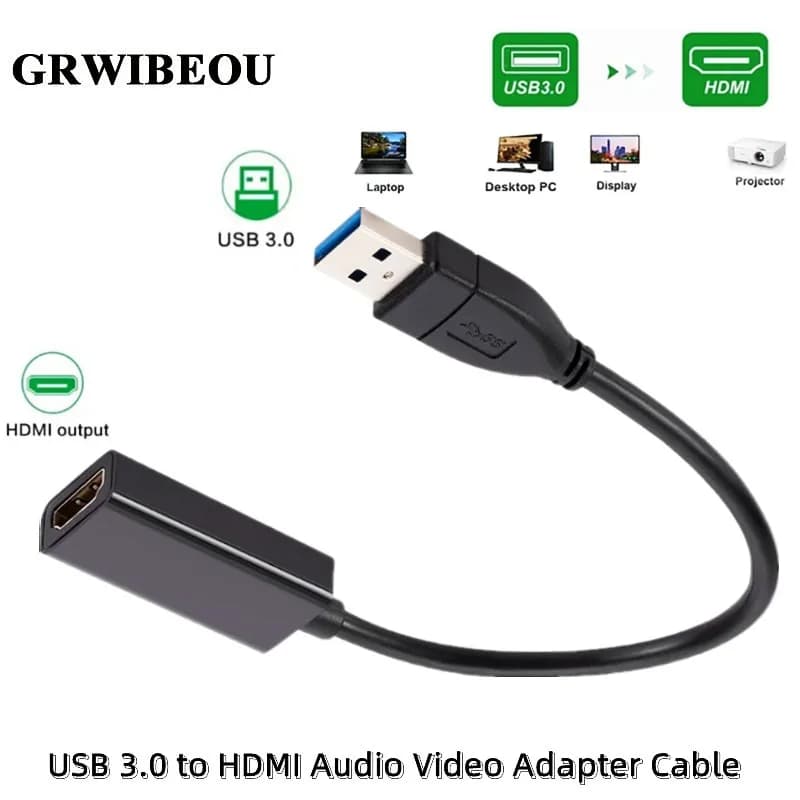Convertitore USB 3.0 a HDMI, Adattatore Multi-Display, Uscita Video Esterna per PC Windows, Laptop, Proiettore, da USB Maschio a HDMI Femmina