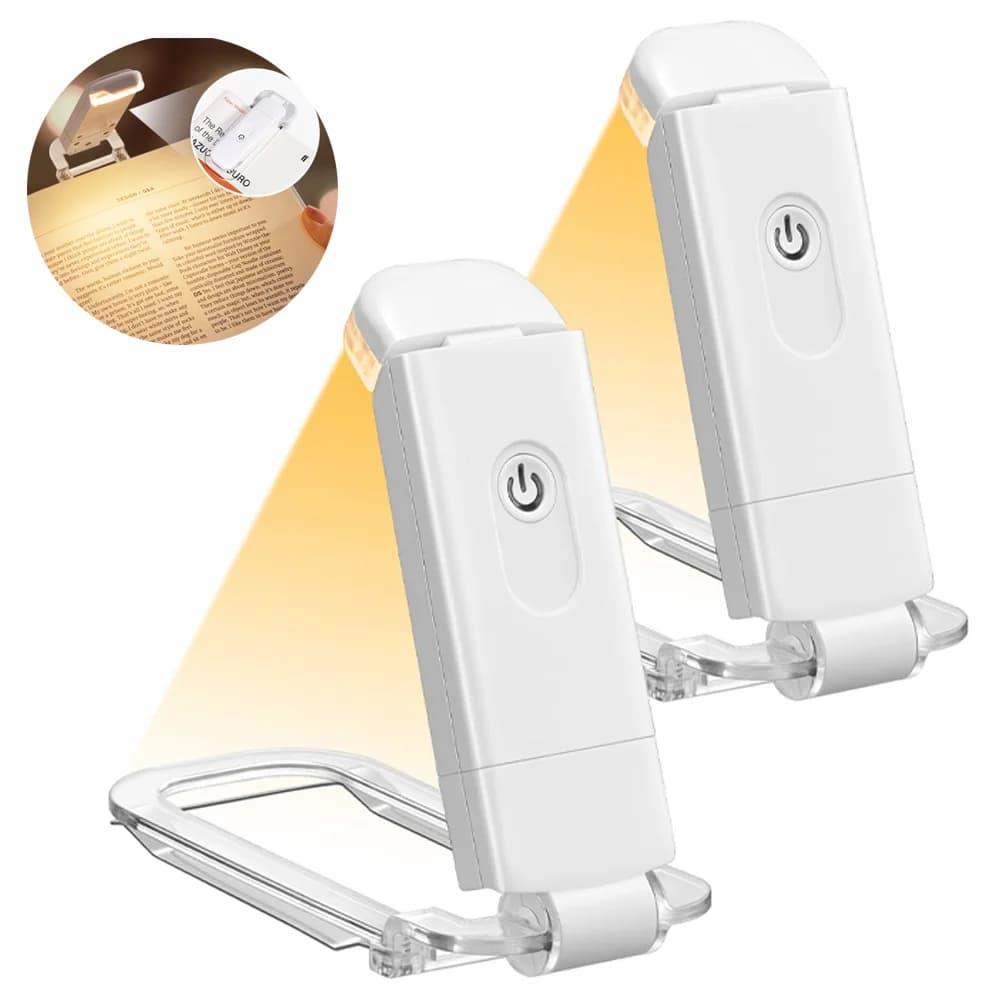 Nuove luci da lettura portatili pieghevoli ricaricabili tramite USB Protezione per gli occhi Lampada da notte a luminosità regolabile a 3 colori chiari