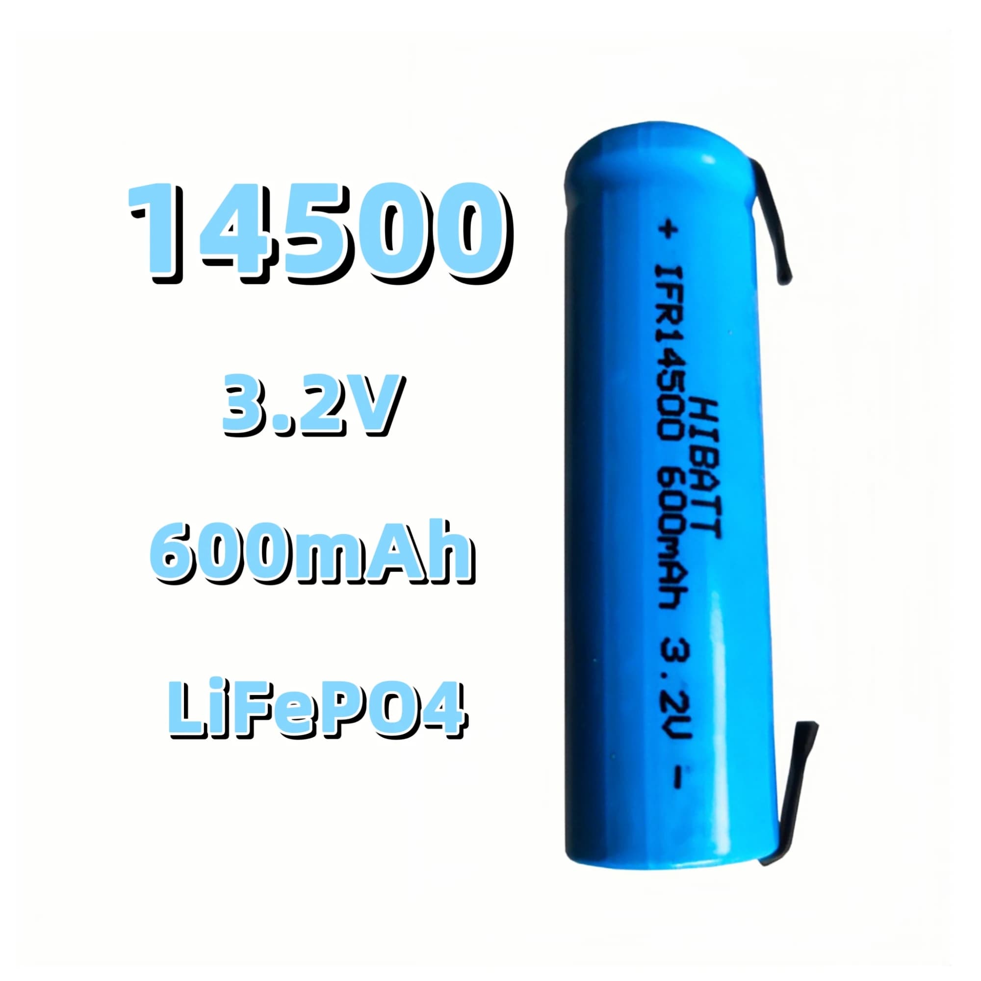 14500 LiFePO4 Battery 3.2V 600mAh with welded tabs for razor Radio Mouse Electric Toothbrush Electric Flashlight Drone Microphone Toys