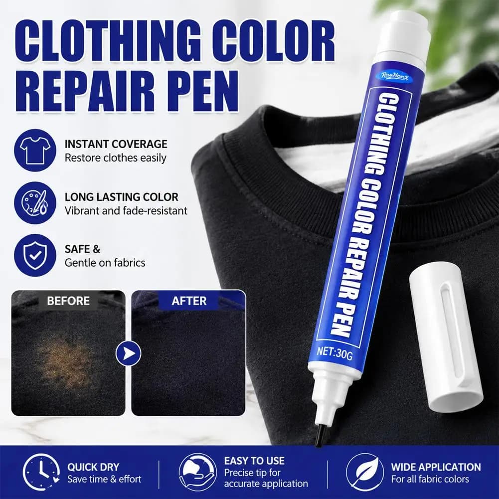 Fabric Repair Pen No-Fade Permanent Ink Instant Fix for Clothes Jeans Suits Multi-Color DIY Marker