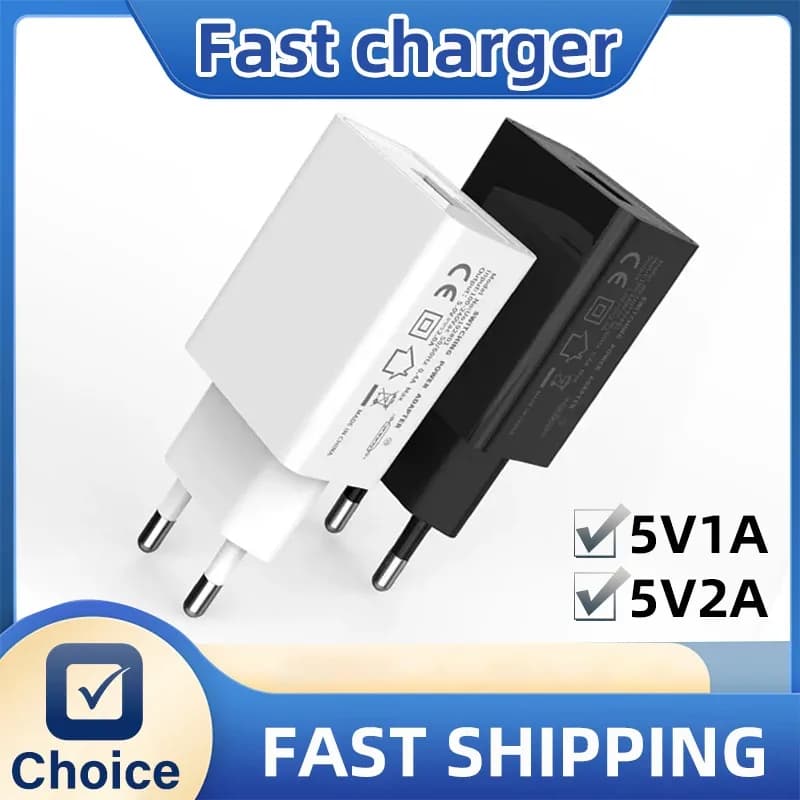 Caricatore rapido USB da 10 W Spina UE 5 V 1A 2A Caricatore per telefono cellulare Adattatore di alimentazione Telefono cellulare da viaggio Carica rapida USB da parete Ricarica rapida