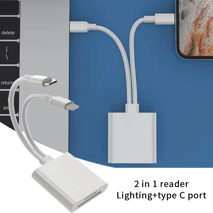 Lettore di schede OTG Lightning 2 in 1 di tipo C a adattatore per scheda di memoria SD TF per PC portatile Lettore di schede multi-intelligente iPhone Nessun APP richiede