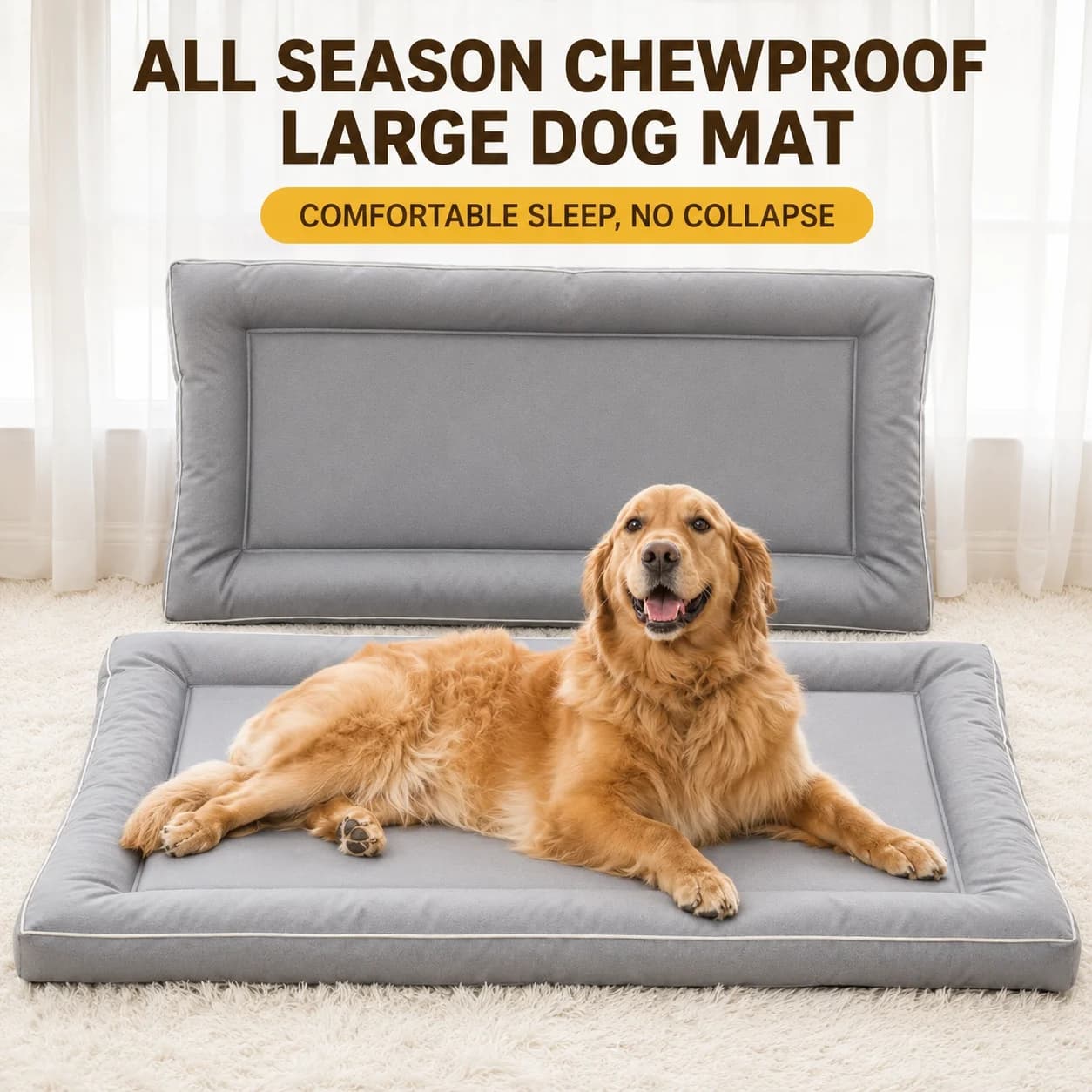 Chew Proof Large Dog Mat Waterproof Non Slip Thick All Seasons Washable Crate Sleeping Pad For Golden Retriever Labrador Cats