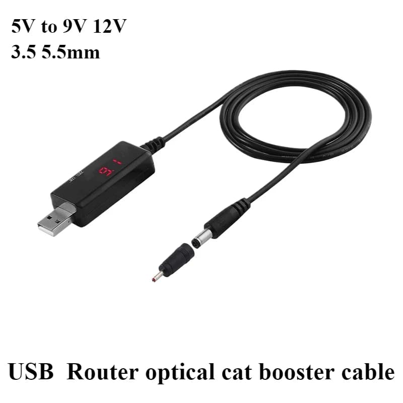 USB DC 5V 12V 9V 5.5*2.1mm power cord for router WIFI Modem fan adapter cable converter USB boost module via Powerbank