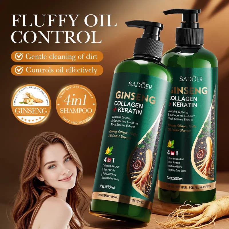 SADOER Ginseng Collagene Fluffy Oil Control Shampoo Ripristina i capelli sani Shampoo antiforfora detergente